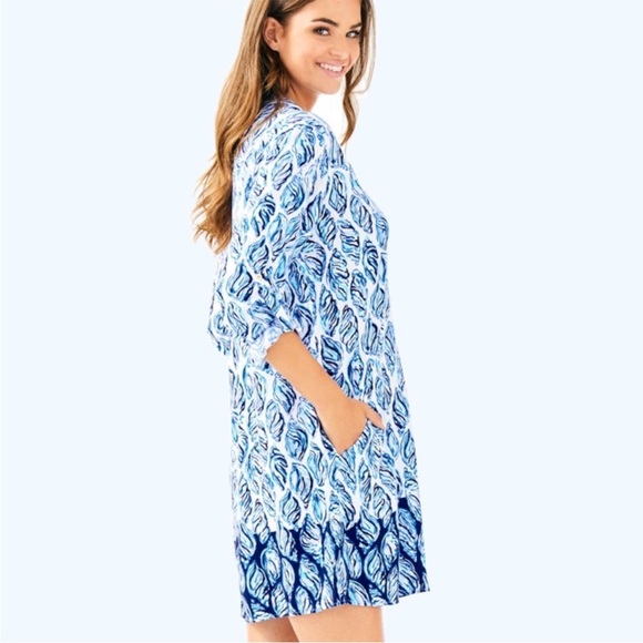 LILY PULITZER Lillith Tunic Dress Resort White Drop In Engineered Sea Size M